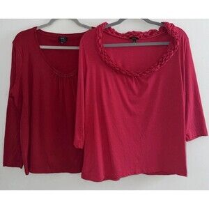 Talbots Shirt Women 2X Red Pink Lot of 2 Cotton Tops